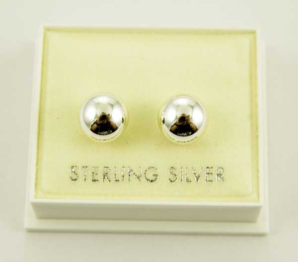 Earring Stud Plain Ball 8mm