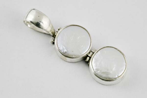 Pendant Silver Shell 2 Stones