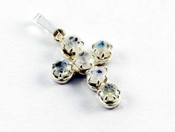 Pendant Silver Cross Moonstone