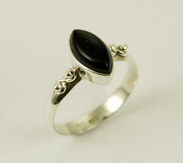 Ring Silver Raised Black Onyx Stone