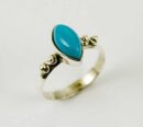 Ring Silver Raised Turquoise Stone