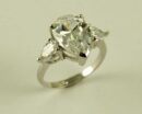 Ring Silver Tear Drop Clear CZ Stone W14mm