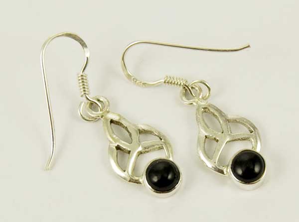 Earring Knot With Black Onyx Stone Drop 20mm
