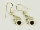 Earring Knot With Garnet Stone Drop 20mm