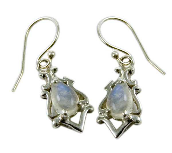 Silver Earring Moonstone Tear