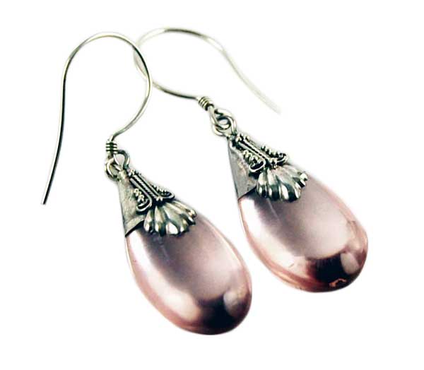 Earring Silver Drop Rose