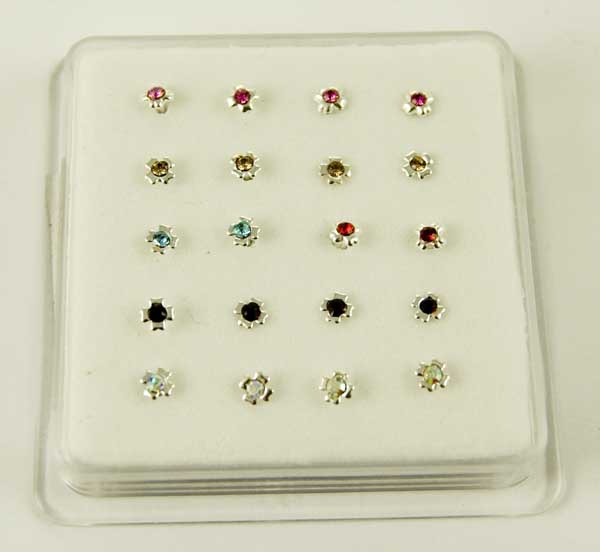 Nose Stud Silver Petals 20pcs