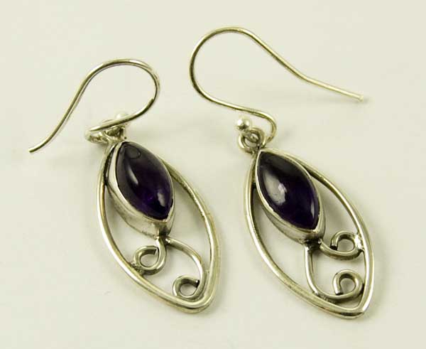 Silver Earring Oval Swirl