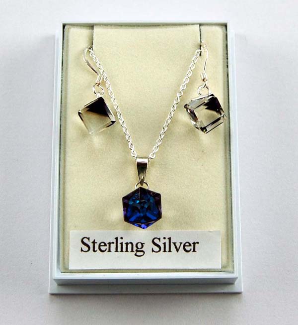Earring Pendant Set Cube Crystal