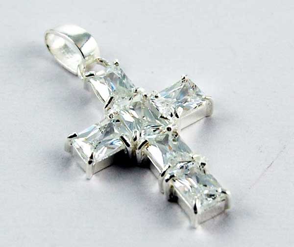 Pendant Silver Cross6 Stones