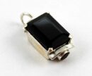 Pendant Silver Rect Stone Garnet