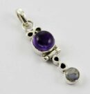 Pendant Silver Circle Drop Amethyst