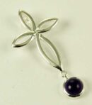 Pendant Silver Cross Amethyst