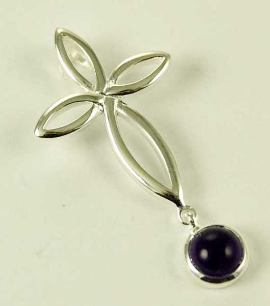 Pendant Silver Cross Amethyst