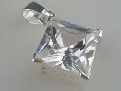 Pendant Silver Square Cz Stone