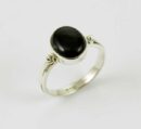 Ring Silver Black Onyx Plain Oval Stone