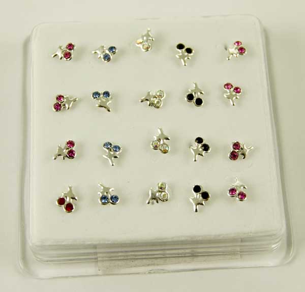 Nose Stud Silver Cherries 20pcs