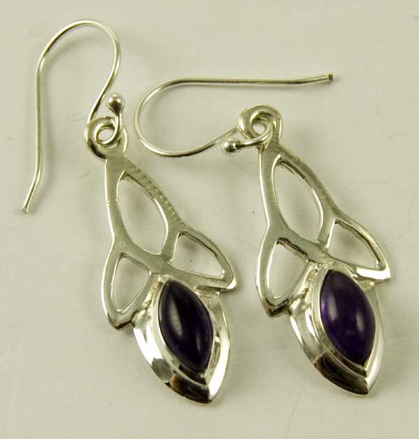 Silver Earring Stone Triquetra