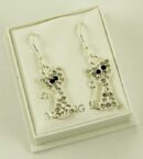 Silver Earring Cat CZ L30mm