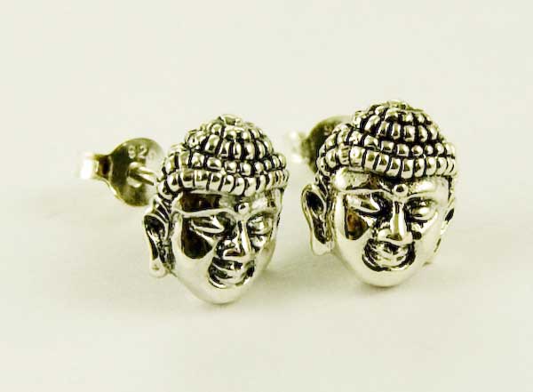 Silver Earring Stud Buddha