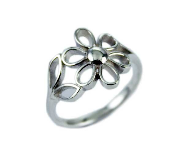 Ring Silver Flower Cut Petals