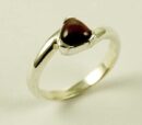 Silver Ring Garnet Heart Shape