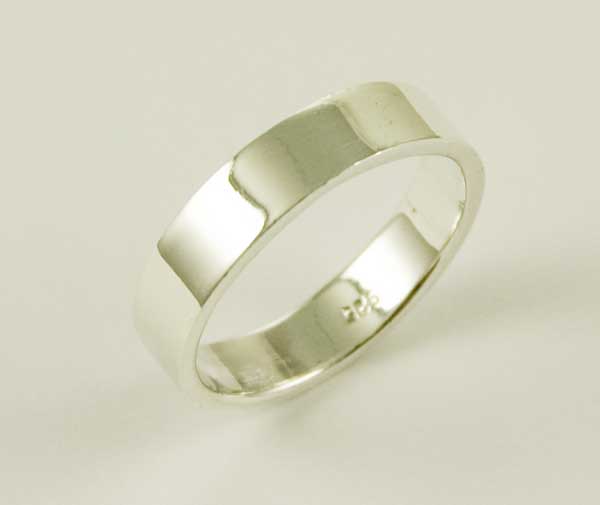 Ring Silver Plain Band Flat W0.5cm