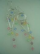 Silver Earring Double Circle Multi Colour