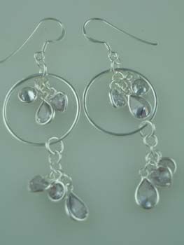 Earring Silver Ring Stone Drop