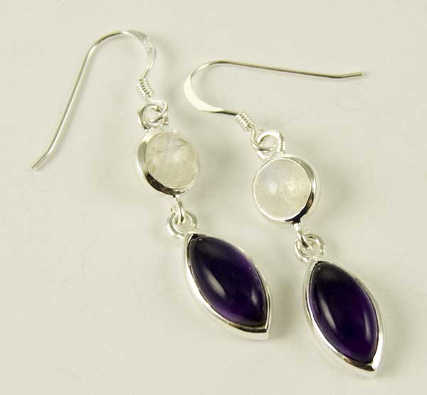 Silver Earring Oval Amethyst
