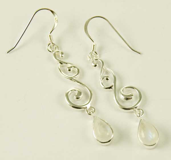 Silver Earring Swirl Labradorite