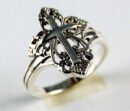 Ring Silver Cross Plain Cut