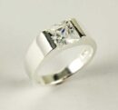 Ring Silver With Square Clear Cz Stone