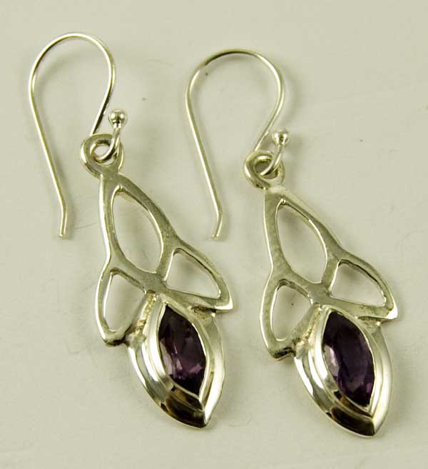 Silver Earring Stone Triquetra