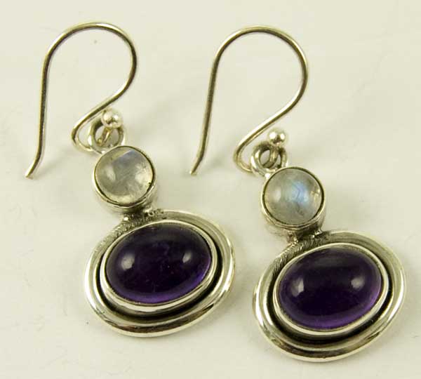 Silver Earring Oval Stone