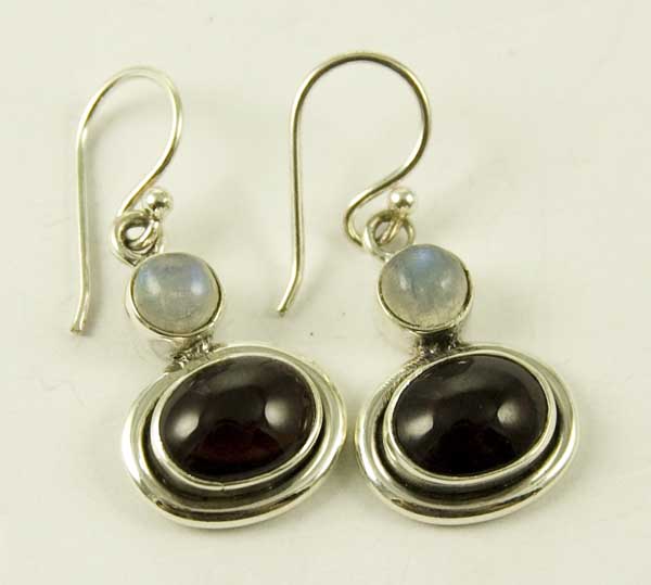 Silver Earring Oval Stone
