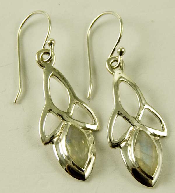 Silver Earring Stone Triquetra