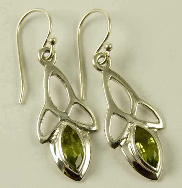 Silver Earring Stone Triquetra