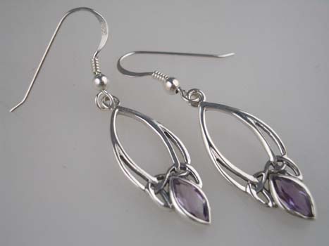 Earring Silver Celtic Stone Drop