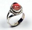 Ring Silver Oval Stone Plain Rose Quartz