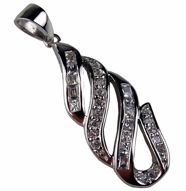 Pendant Silver Stone Drop 35mm