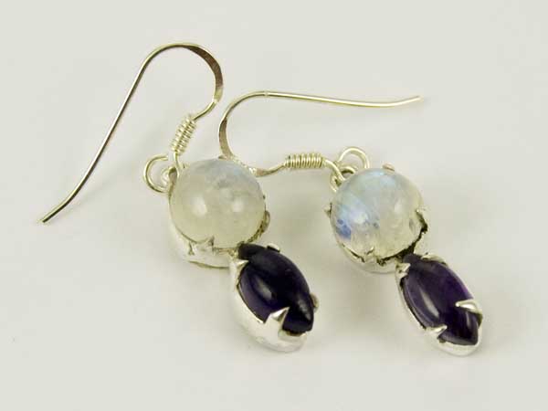 Earring Silver Plain Moonstone