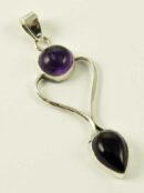 Silver Pendant Double Stone