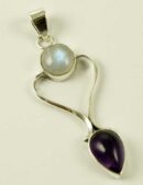 Silver Pendant Double Stone