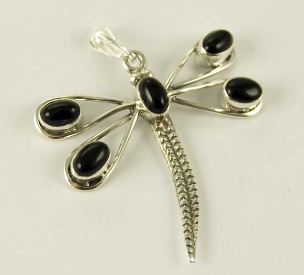 Pendant Silver Dragonfly Onyx