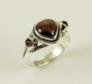 Ring Silver Triple Garnet Stone
