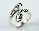 Ring Silver Swirl Cut Overlap
