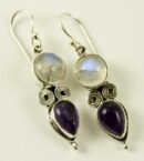 Silver Earring Double Stone