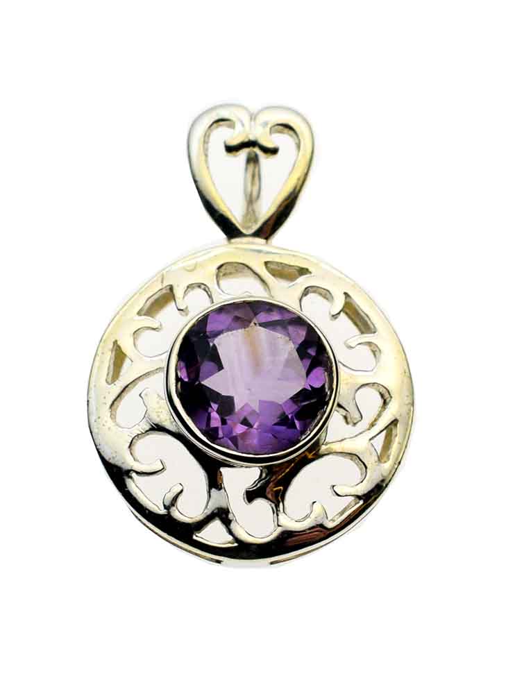 Silver Pendant Circle Stone