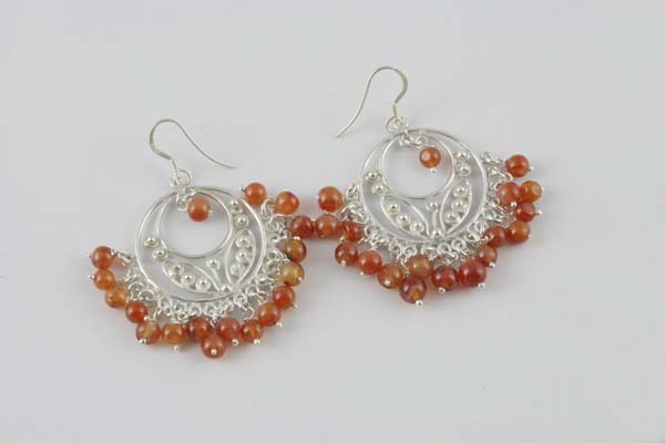 Silver Earring Stone Amber
